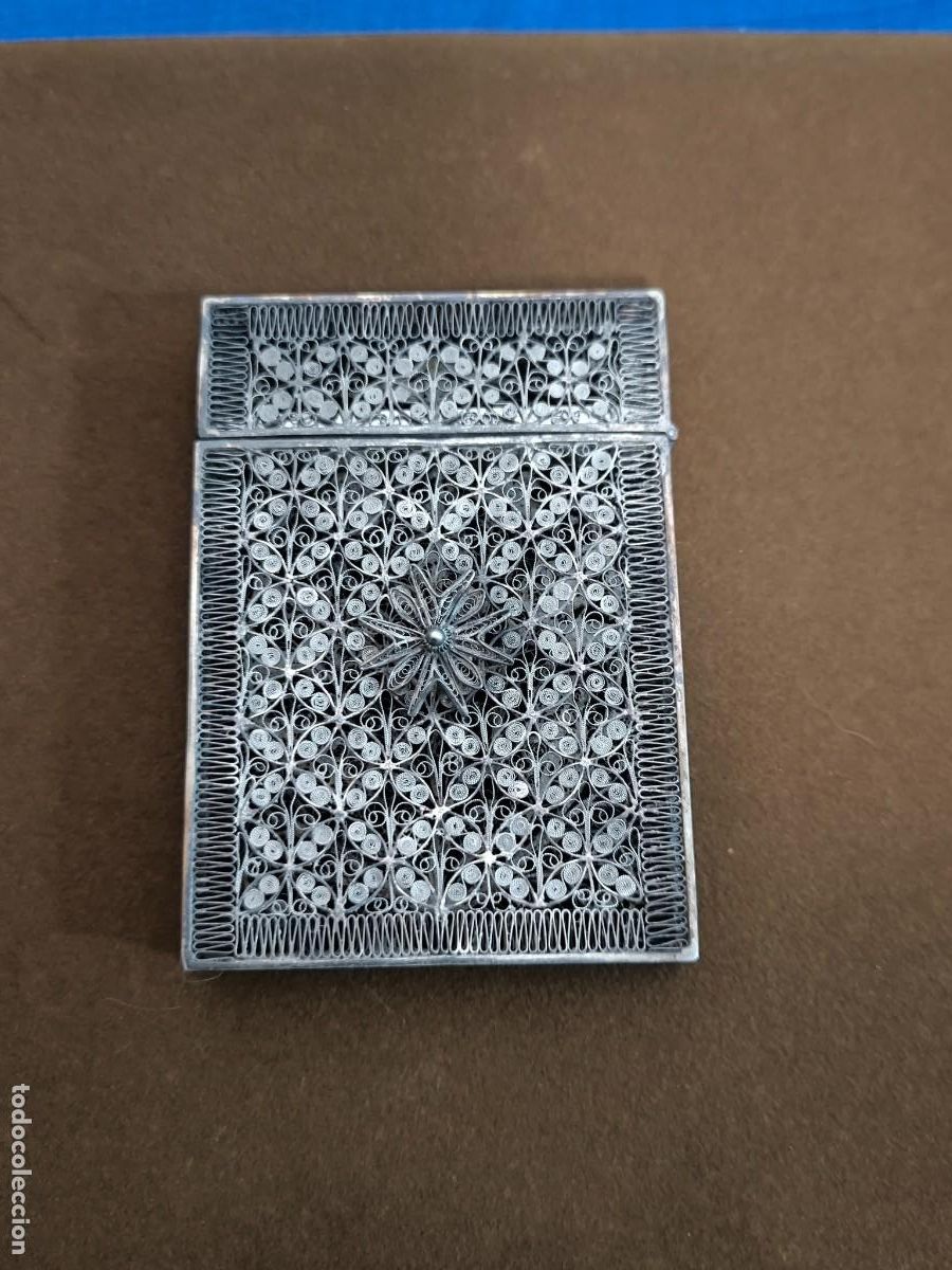 Antig&uuml;edades: TARJETERO O ESTUCHE DE PLATA REALIZADO EN FILIGRANA