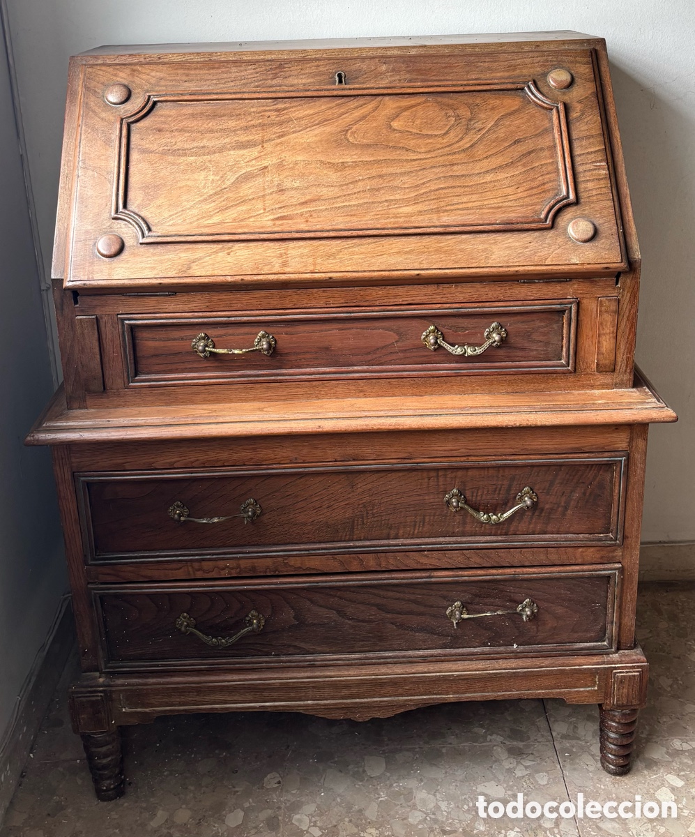 Antig&uuml;edades: Secreter escritorio abatible madera maciza vintage