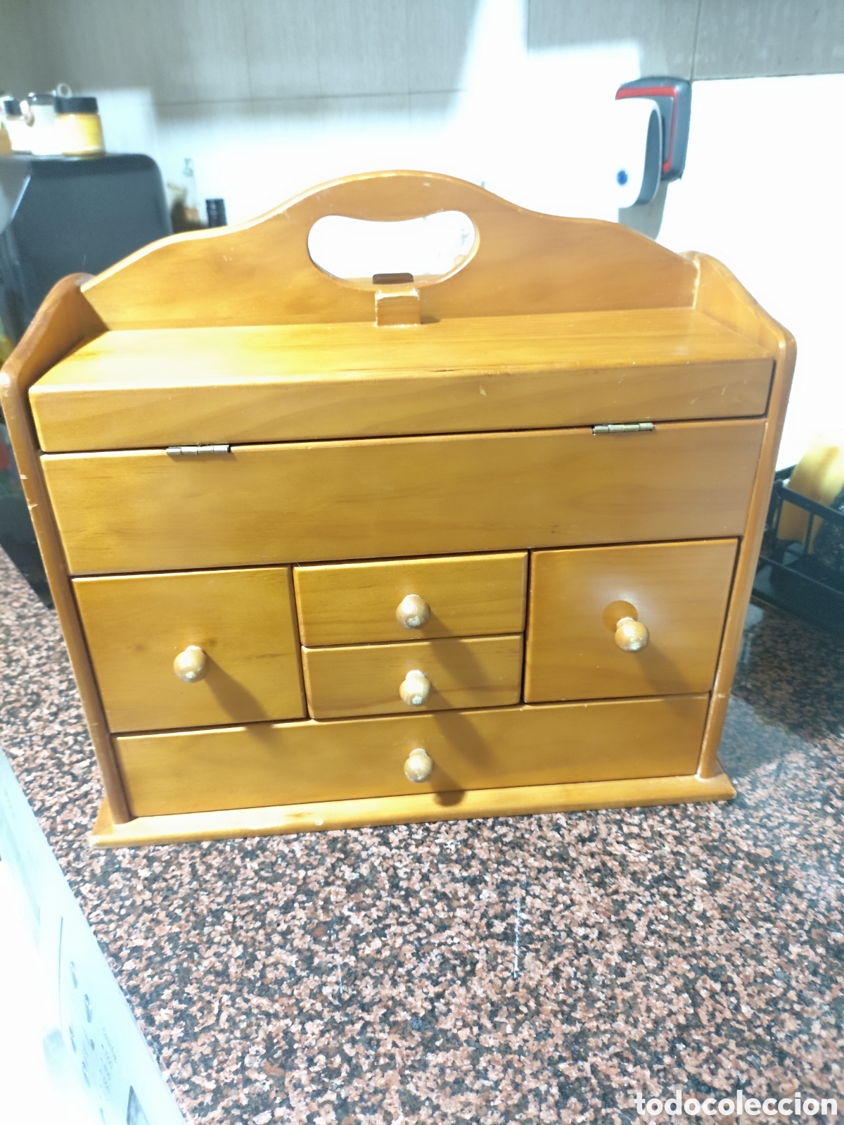 Antig&uuml;edades: Costurero de madera vintage - Foto 7