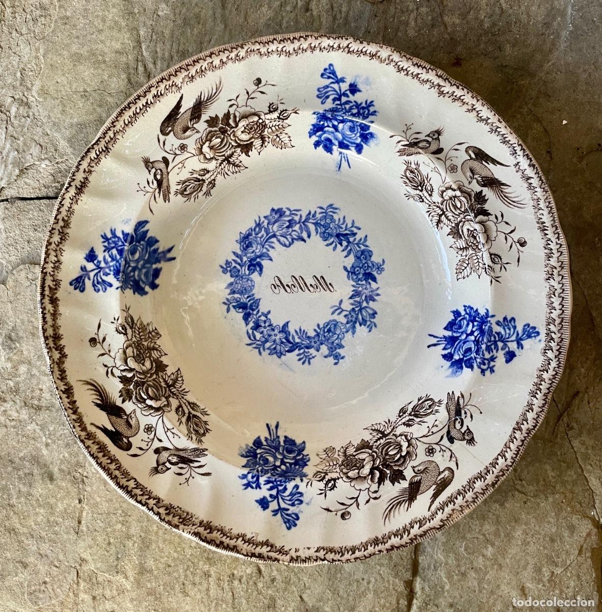 Antiques: PLATO PICKMAN BICOLOR S. XIX CON INICIALES DE PROPIEDAD
