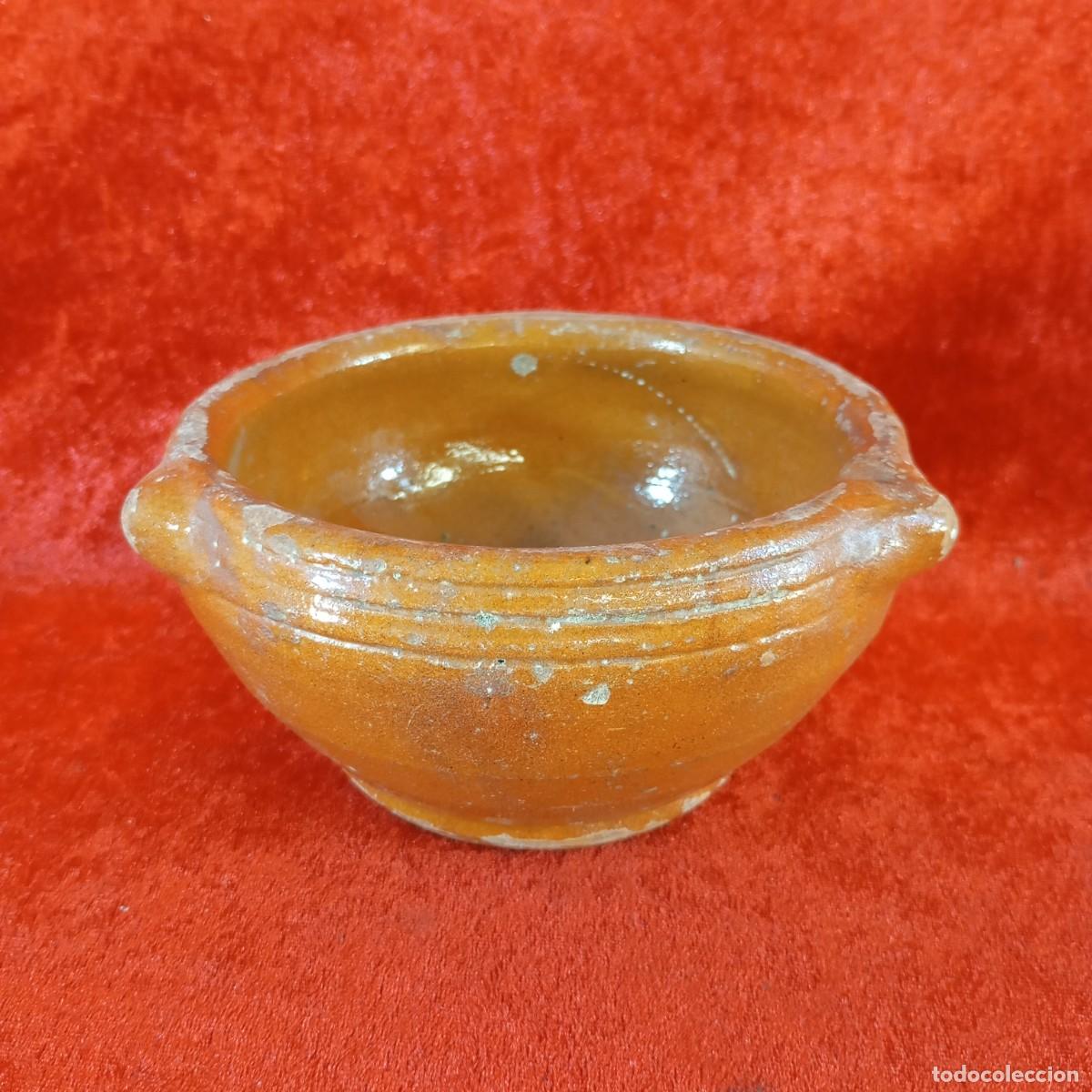 Antig&uuml;edades: PRECIOSO MORTERO ALMIREZ EN CER&Aacute;MICA POPULAR - TERRACOTA - 17 CM