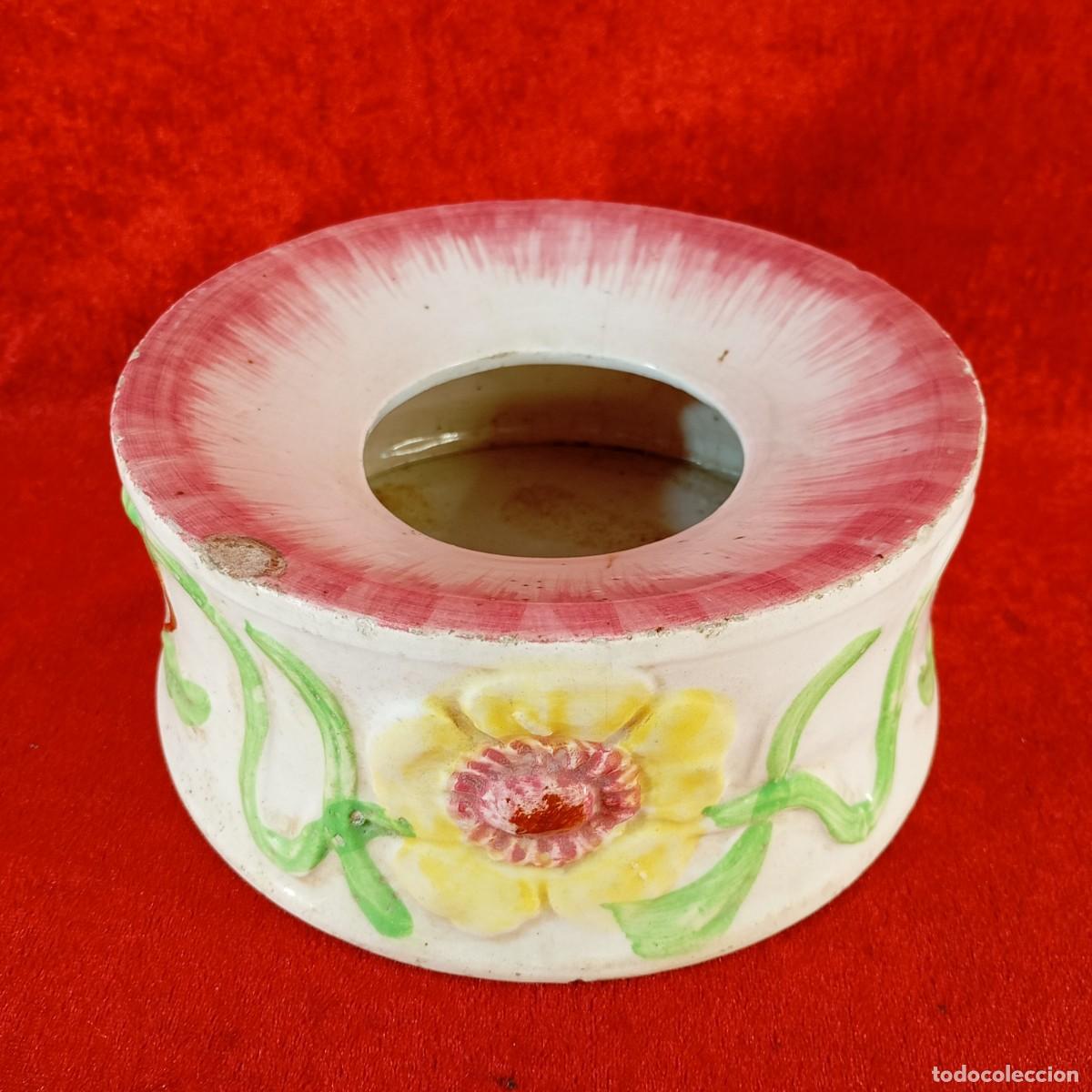 Antig&uuml;edades: CALENTADOR DE CERAMICA EN PORCELANA O CERAMICA POLICROMADO A MANO - 18 CM