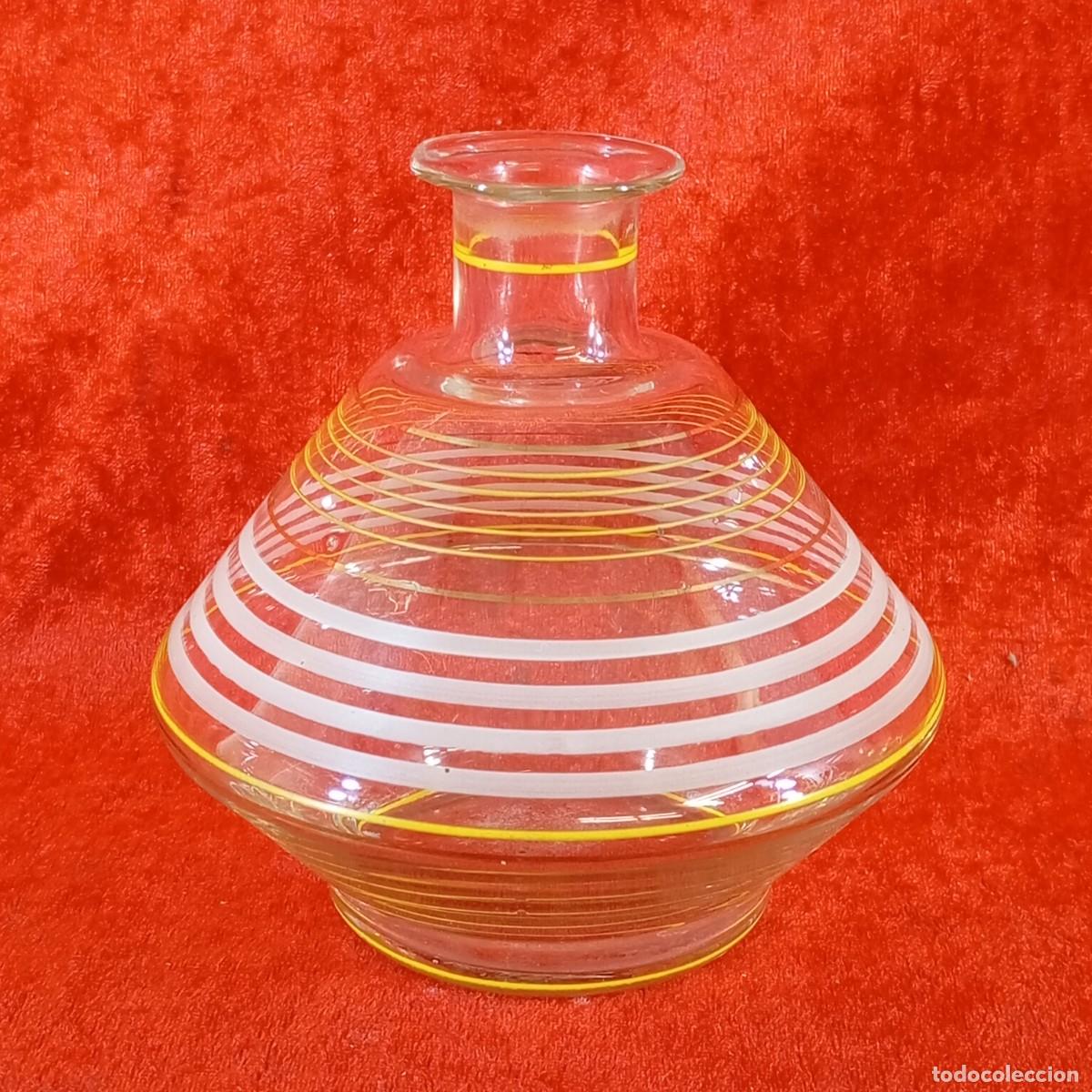 Antig&uuml;edades: PRECIOSO TARRO DE CRISTAL DECORADO - PINTADO A MANO - PIEZA DE DISE&Ntilde;O - PERFUMERO - 13 CM