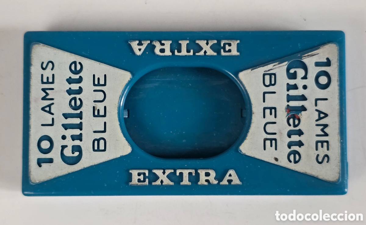 Antiquit&eacute;s: Cajita 10 Lames Gillette Bleue Extra - Decoraci&oacute;n Barber&iacute;a Vintage Super Platinum