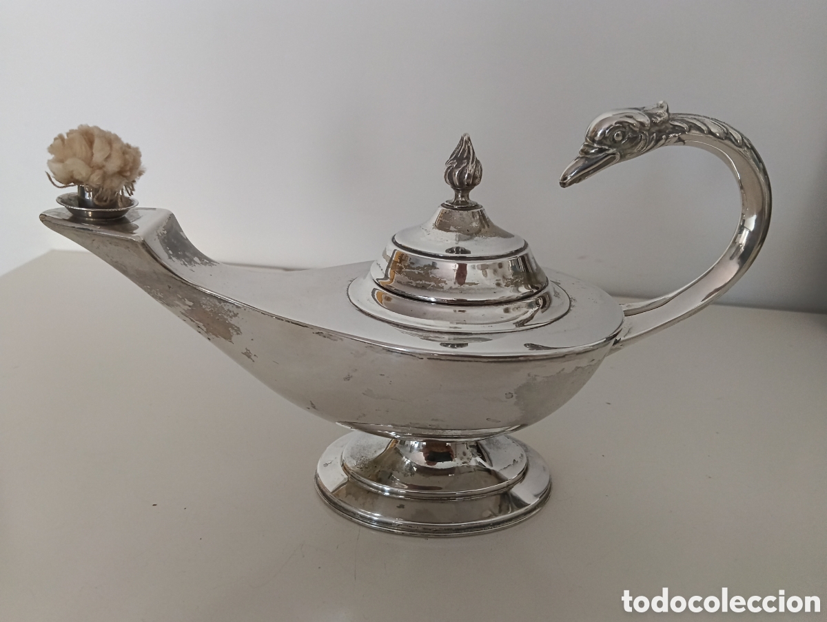 Antig&uuml;edades: Mechero l&aacute;mpara Aladino plata