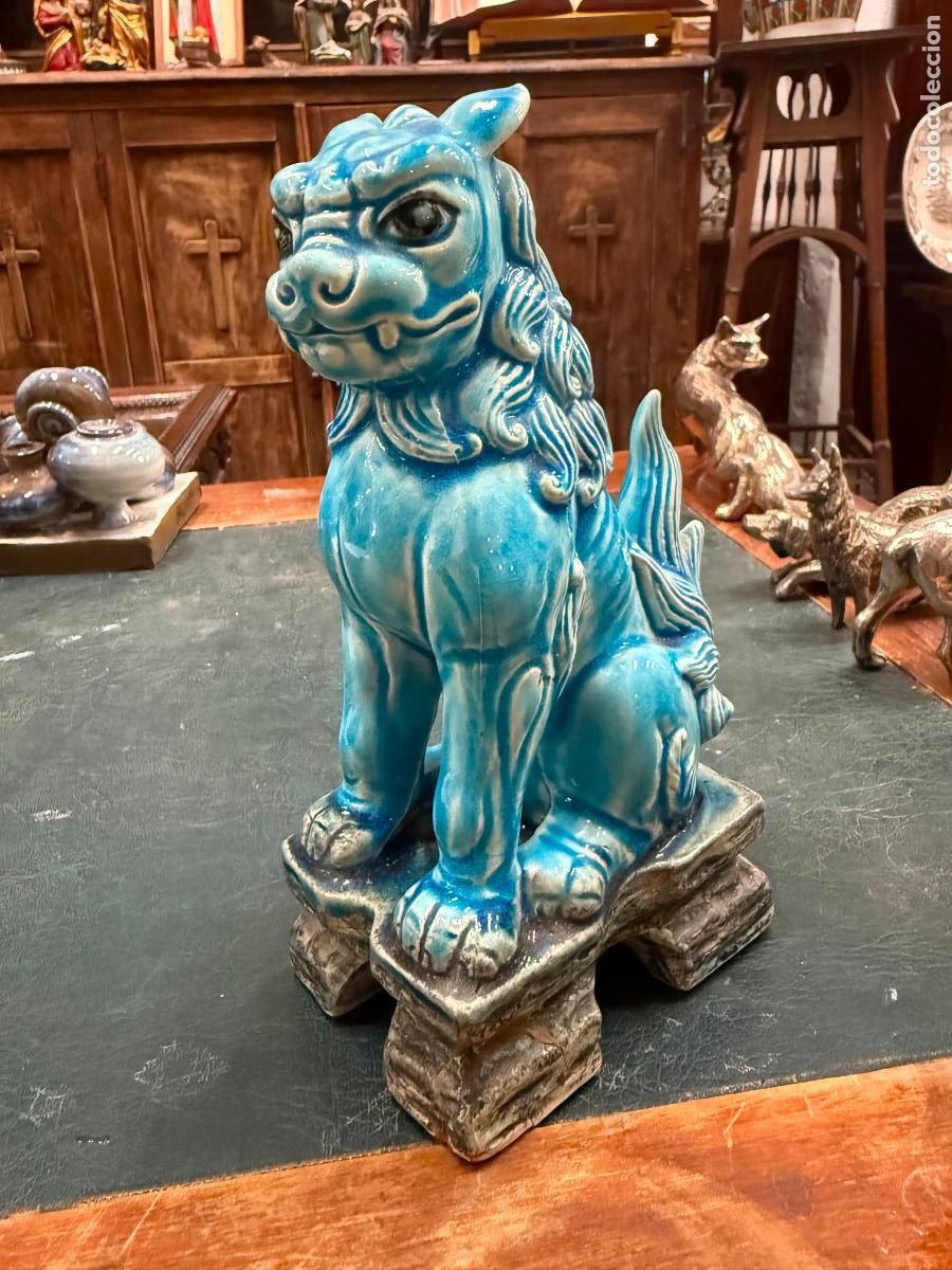 Antig&uuml;edades: ESCULTURA PERRO FOO DE CERAMICA - MEDIDA 20 CM