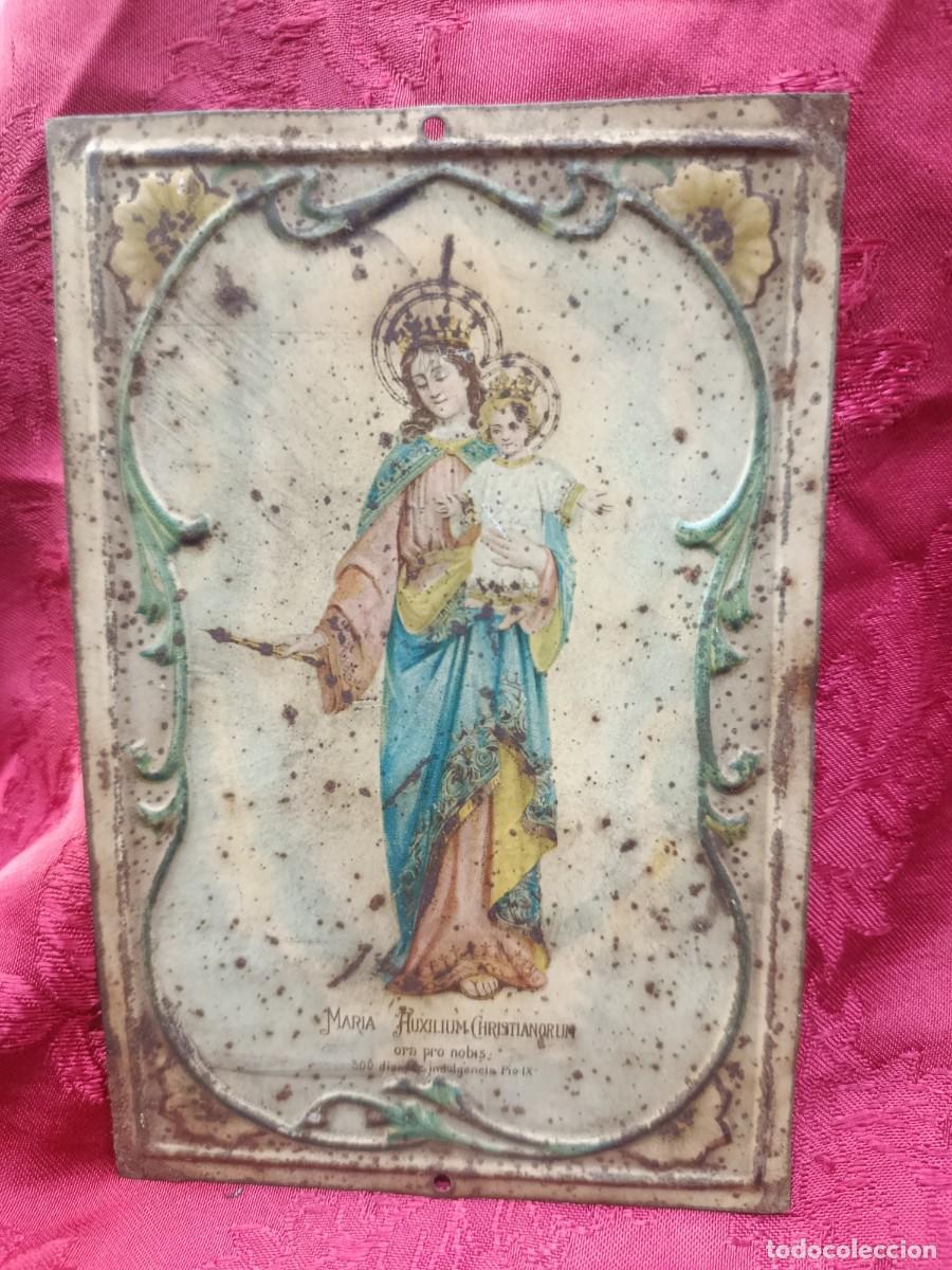 Antiquit&eacute;s: Chapa policromada de Mar&iacute;a Auxiliadora.Pio IX(1846-1878)