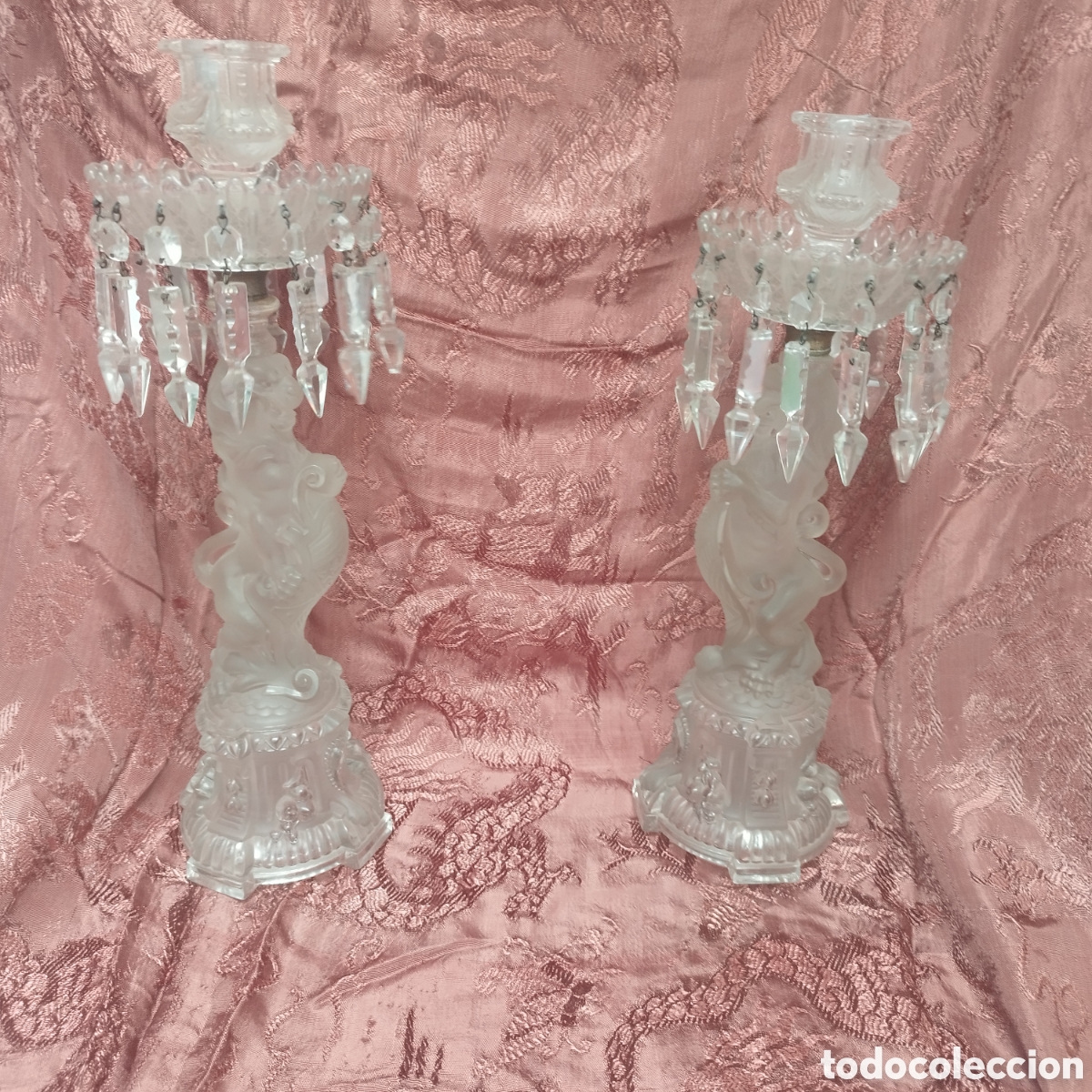 Antig&uuml;edades: Candelabros cristal tipo lalique