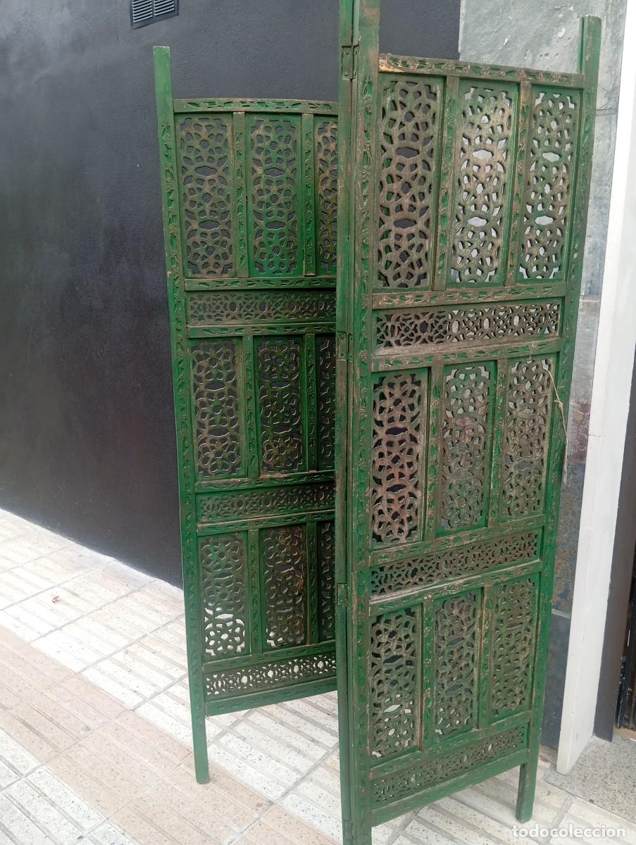 Antig&uuml;edades: Biombo/separador de muebles verde - Foto 1