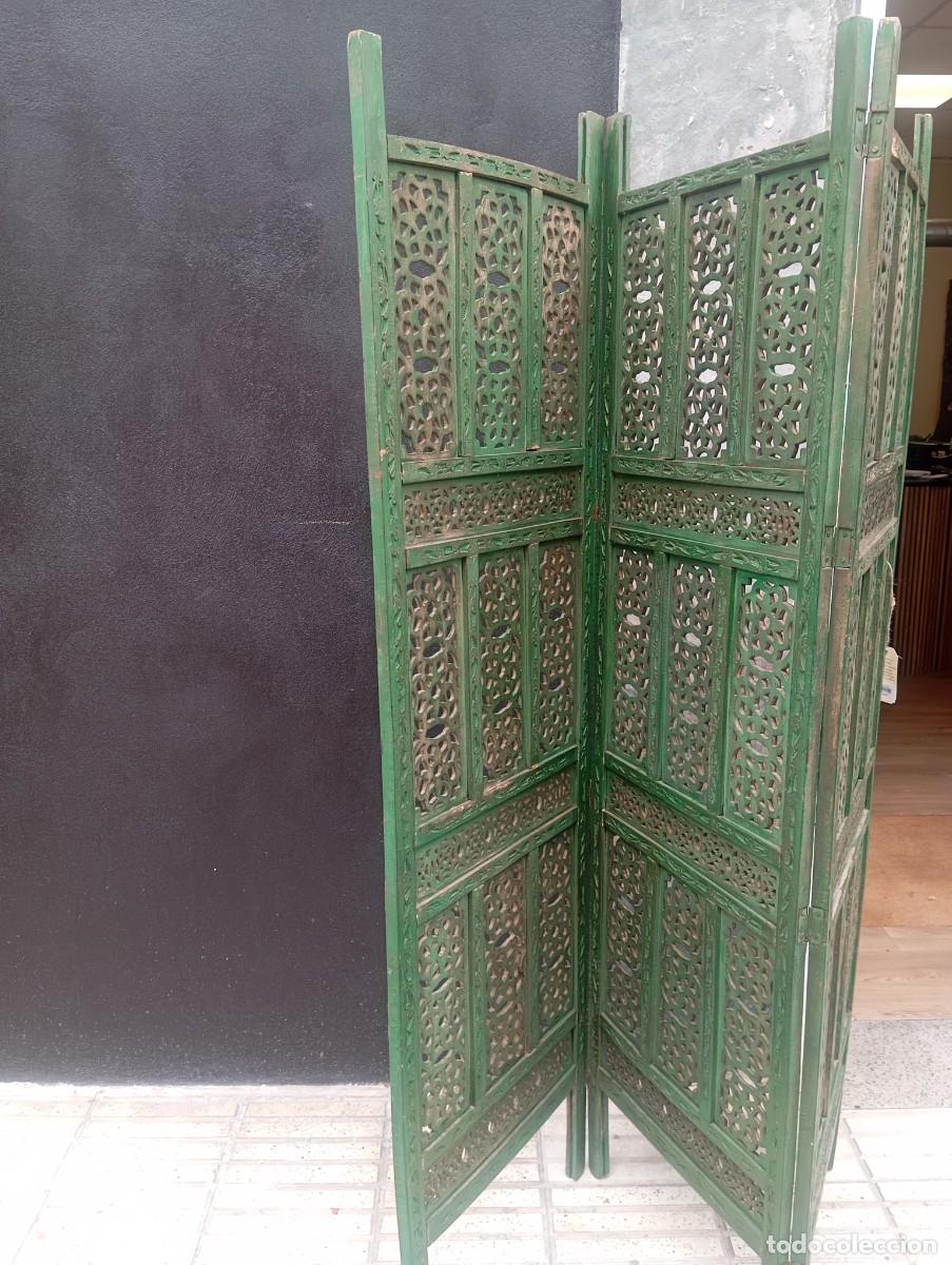 Antig&uuml;edades: Biombo/separador de muebles verde - Foto 2