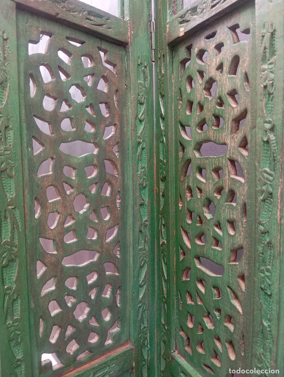 Antig&uuml;edades: Biombo/separador de muebles verde - Foto 6