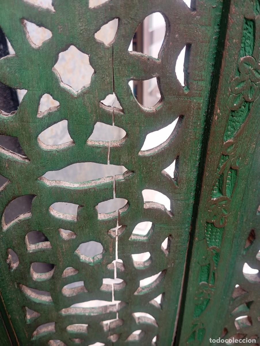 Antig&uuml;edades: Biombo/separador de muebles verde - Foto 9