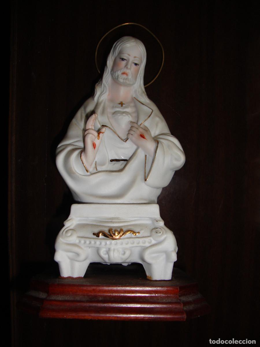Antig&uuml;edades: PRECIOSA FIGURA DE SOBRE MESA DEL CORAZON DE JESUS PERFECTO ESTADO