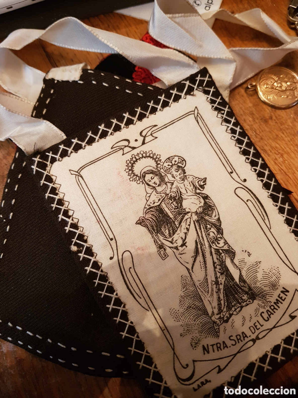 Antig&uuml;edades: ANTIGUO ESCAPULARIO DE LA VIRGEN DEL CARMEN - Foto 2
