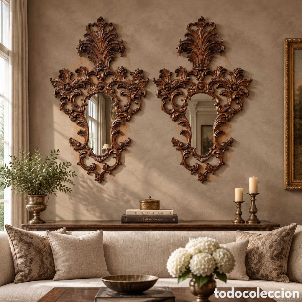 Antig&uuml;edades: ESPECTACULAR PAREJA DE CORNUCOPIAS ELABORADAS EN MADERA CAOBA ESTILO ROCOC&Oacute; GRAN TAMA&Ntilde;O