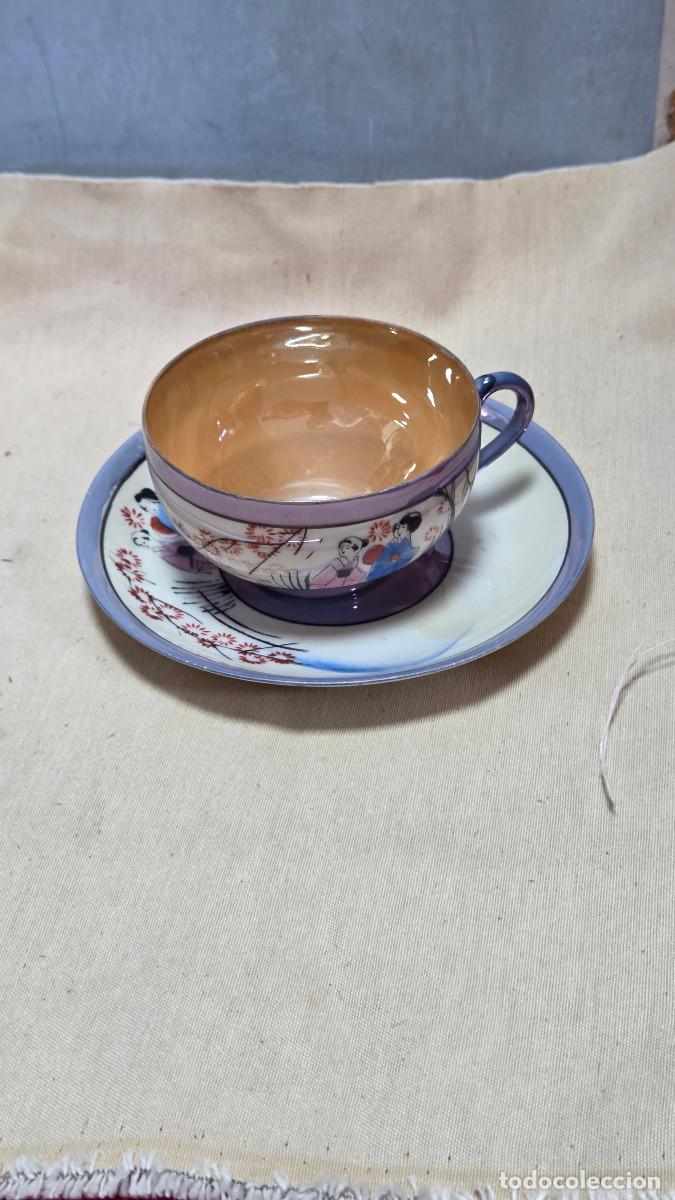 Antig&uuml;edades: taza y plato de porcelana oriental