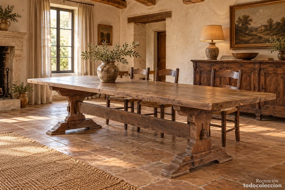 Antig&uuml;edades: Mesa de comedor de estilo r&uacute;stico. Madera de roble. - Foto 1