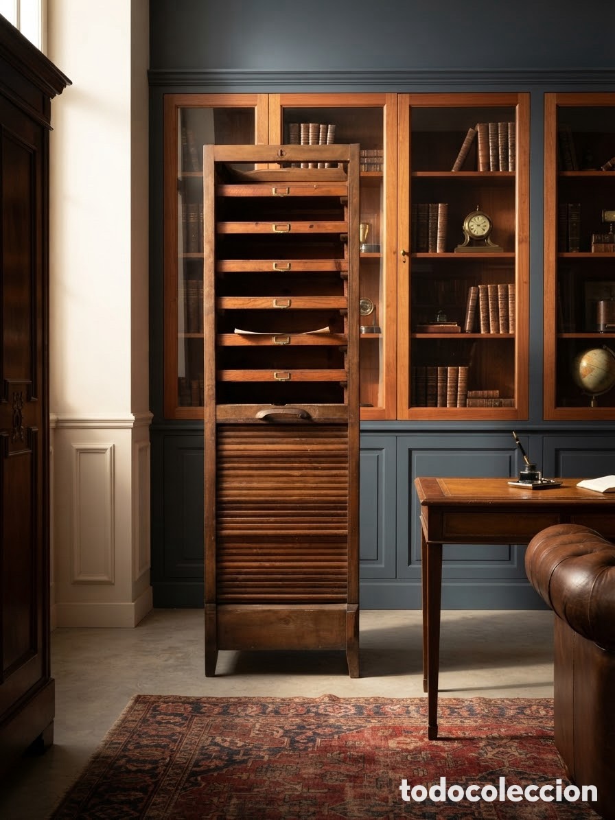 Antig&uuml;edades: Antiguo archivador / mueble persiana vintage de madera noble