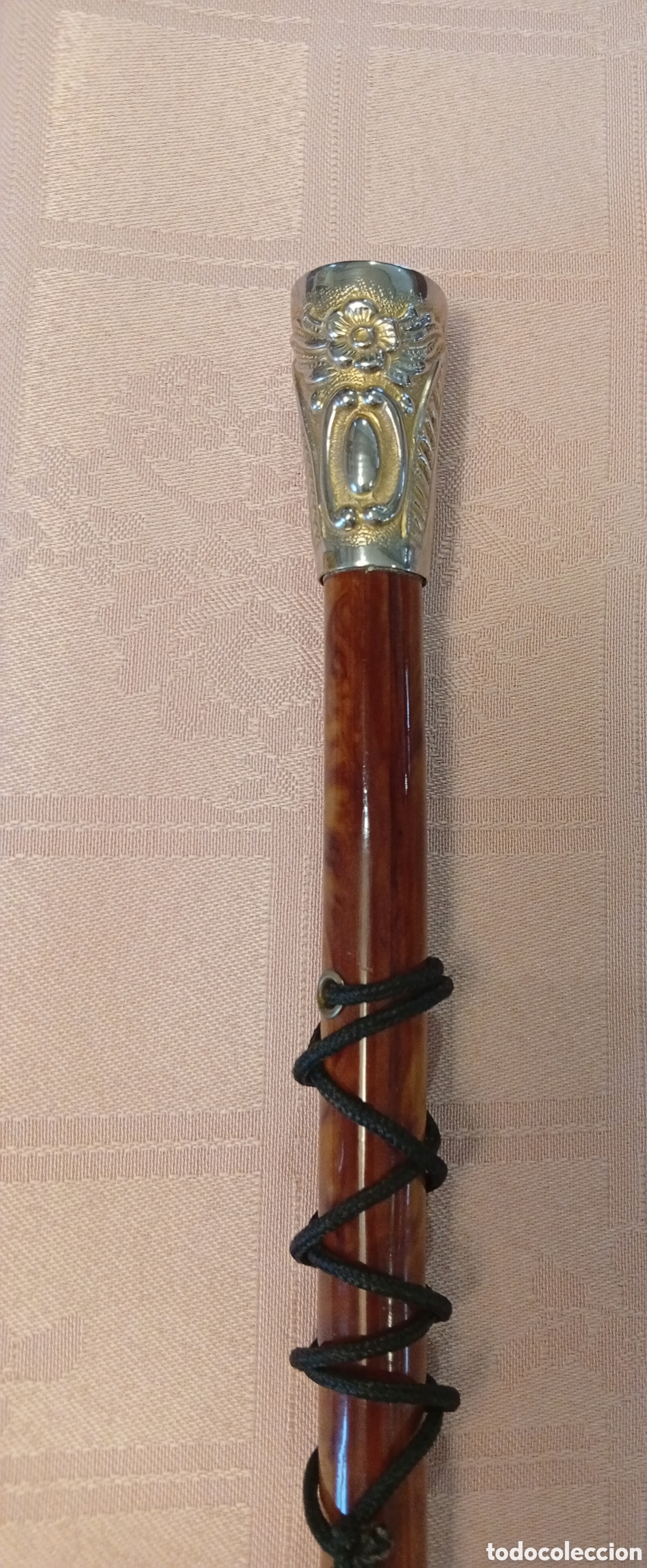 Antig&uuml;edades: Precioso antiguo baston de mando de autentico carey y plata dorada
