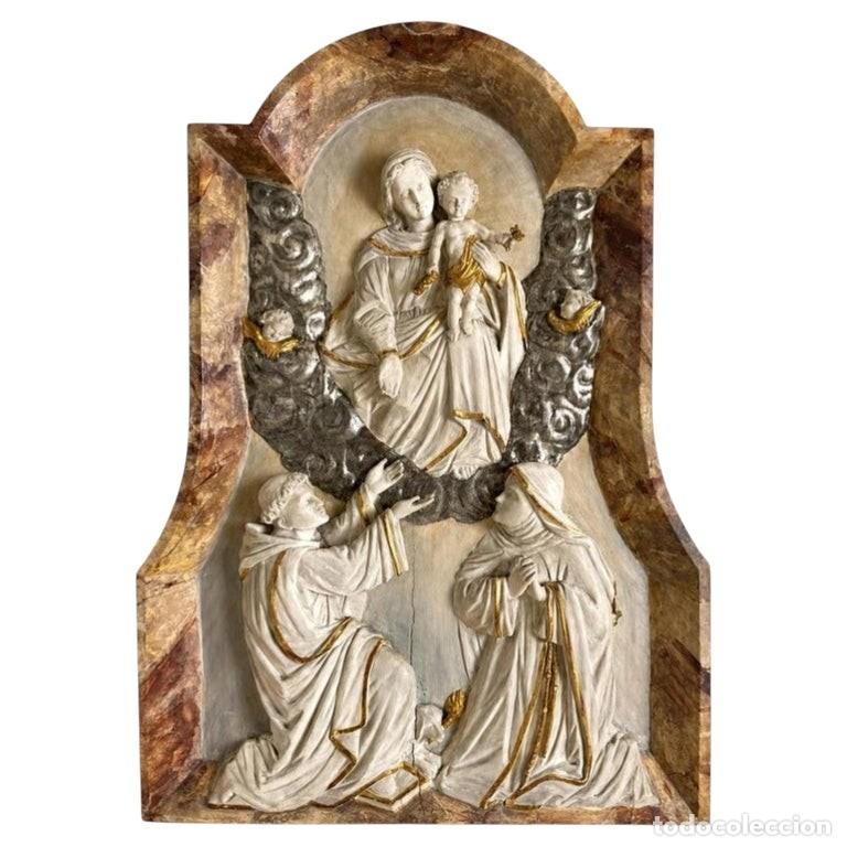 Antig&uuml;edades: Gran relieve barroco tallado de la Virgen apareci&eacute;ndose a San Bernardo