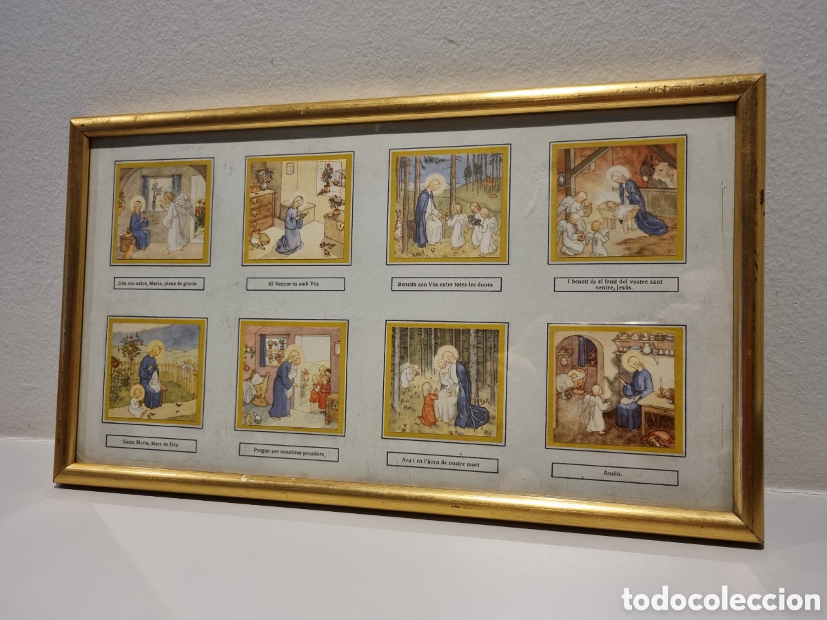 Antig&uuml;edades: Antiguo cuadro Ave Mar&iacute;a en catal&aacute;n - Foto 2