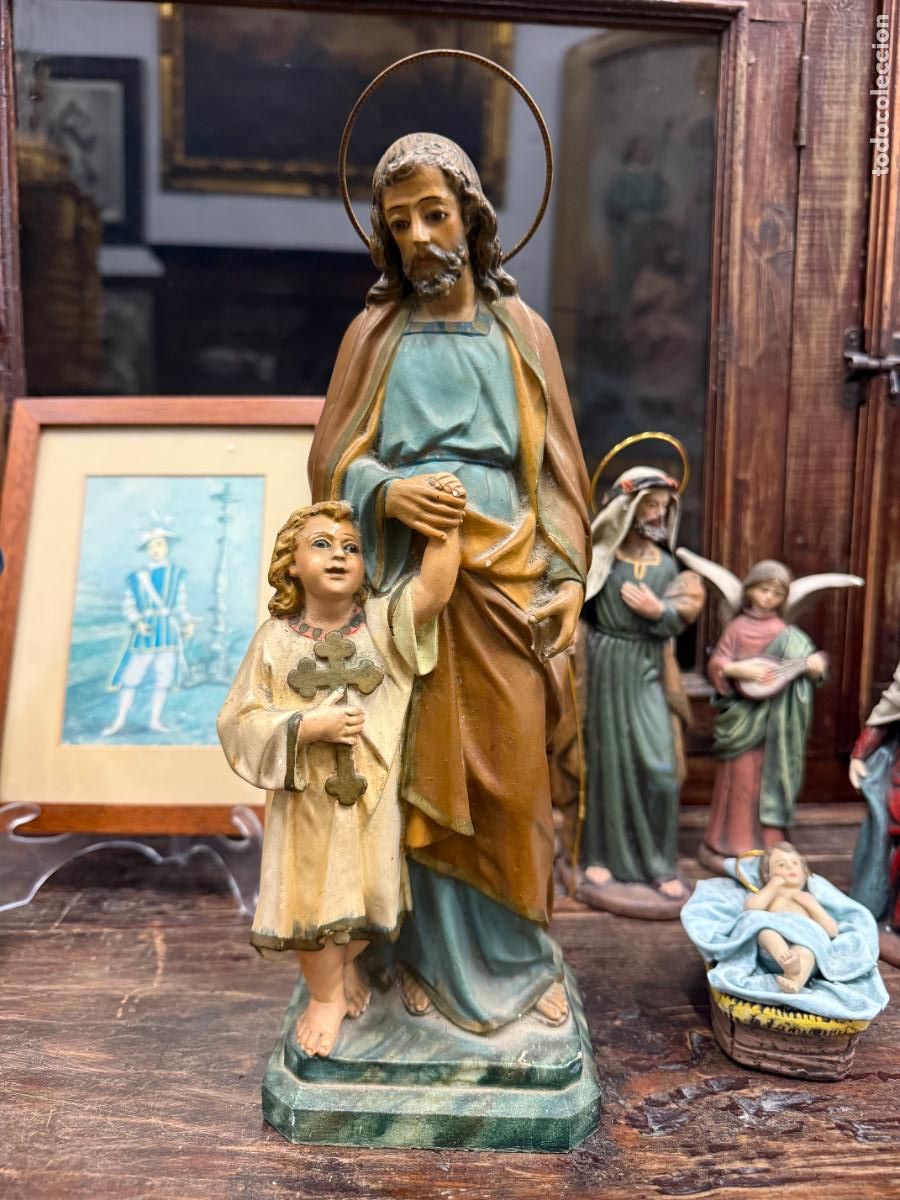 Antig&uuml;edades: ANTIGUO SAN JOSE ESCUELA OLOT - MEDIDA 31 CM - RELIGIOSO