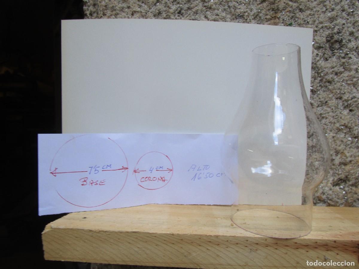 Antiquit&eacute;s: Aplique tulipa tubo vidrio para quinqu&eacute; petr&oacute;leo, sin uso previo, ver medidas en la foto + iguales.
