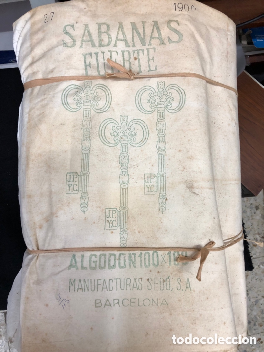 Antig&uuml;edades: Antiguo fardo de S&aacute;banas Fuerte 100% algod&oacute;n - Manufacturas Sed&oacute; (Barcelona) - Sin abrir