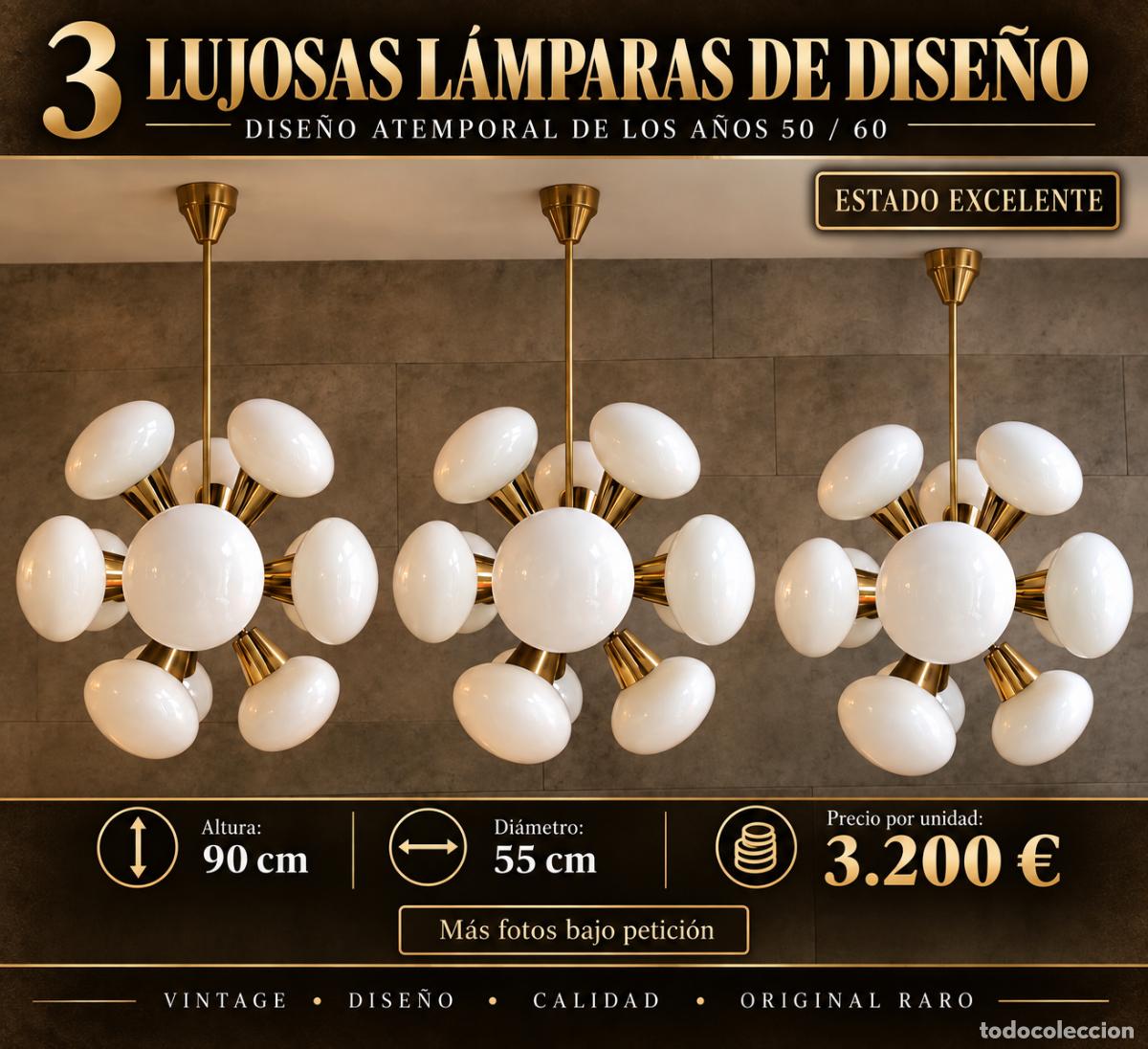 Antig&uuml;edades: 3 lujosas l&aacute;mparas de dise&ntilde;o &ndash; a&ntilde;os 50/60