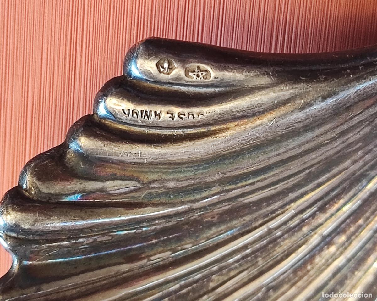 Antig&uuml;edades: CONCHA BENDITERA DE PLATA CONTRASTADA Y FIRMA - Foto 4