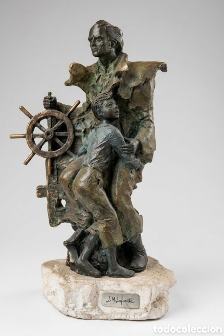 Antig&uuml;edades: Escultura Tem&aacute;tica Marina en Bronce firmada por J. M. Lapuente - Muy Buen Estado ​Descripci&oacute;n: