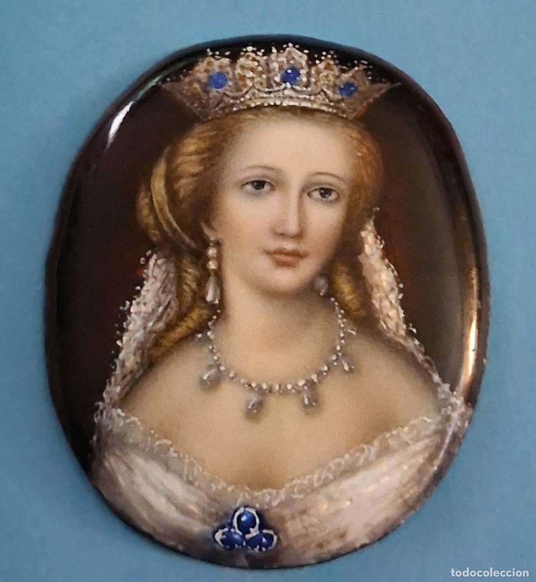 Antig&uuml;edades: Retrato en miniatura de la Emperatriz Eugenia de Montijo Esmalte