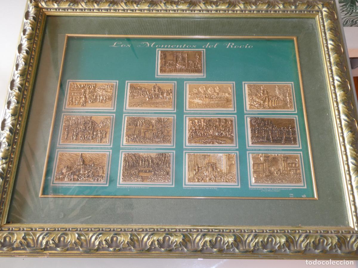 Antig&uuml;edades: CUADRO RELIGIOSO. 13 PLACAS ROCIERAS BA&Ntilde;O ORO RELIEVE. MOMENTOS VIRGEN DEL ROV&Iacute;O 61X49CM 3,5KG