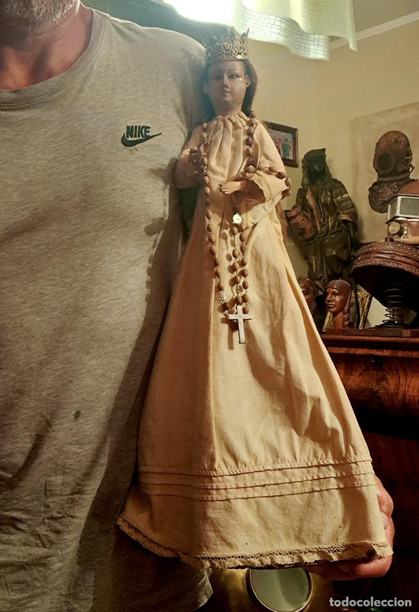 Antig&uuml;edades: virgen madera estofado a&ntilde;o 1830