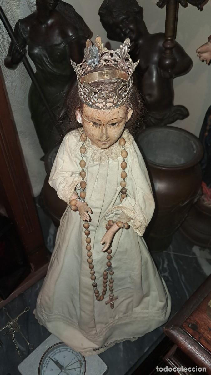 Antig&uuml;edades: Virgen colonial antigua de madera - Foto 2