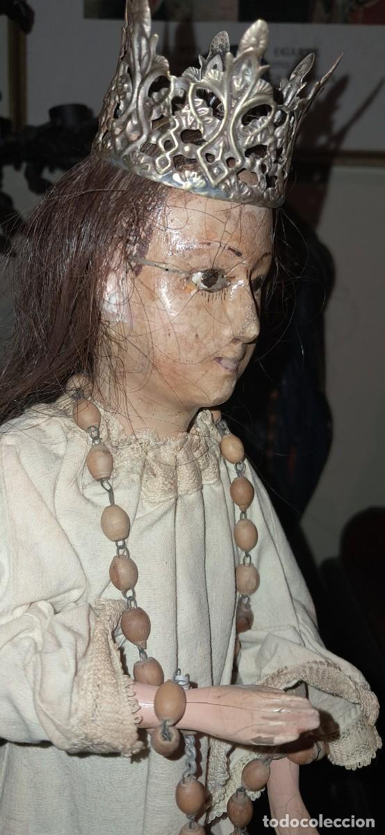 Antig&uuml;edades: Virgen colonial antigua de madera - Foto 9
