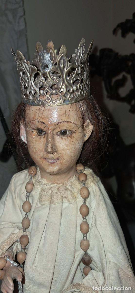 Antig&uuml;edades: Virgen colonial antigua de madera - Foto 11