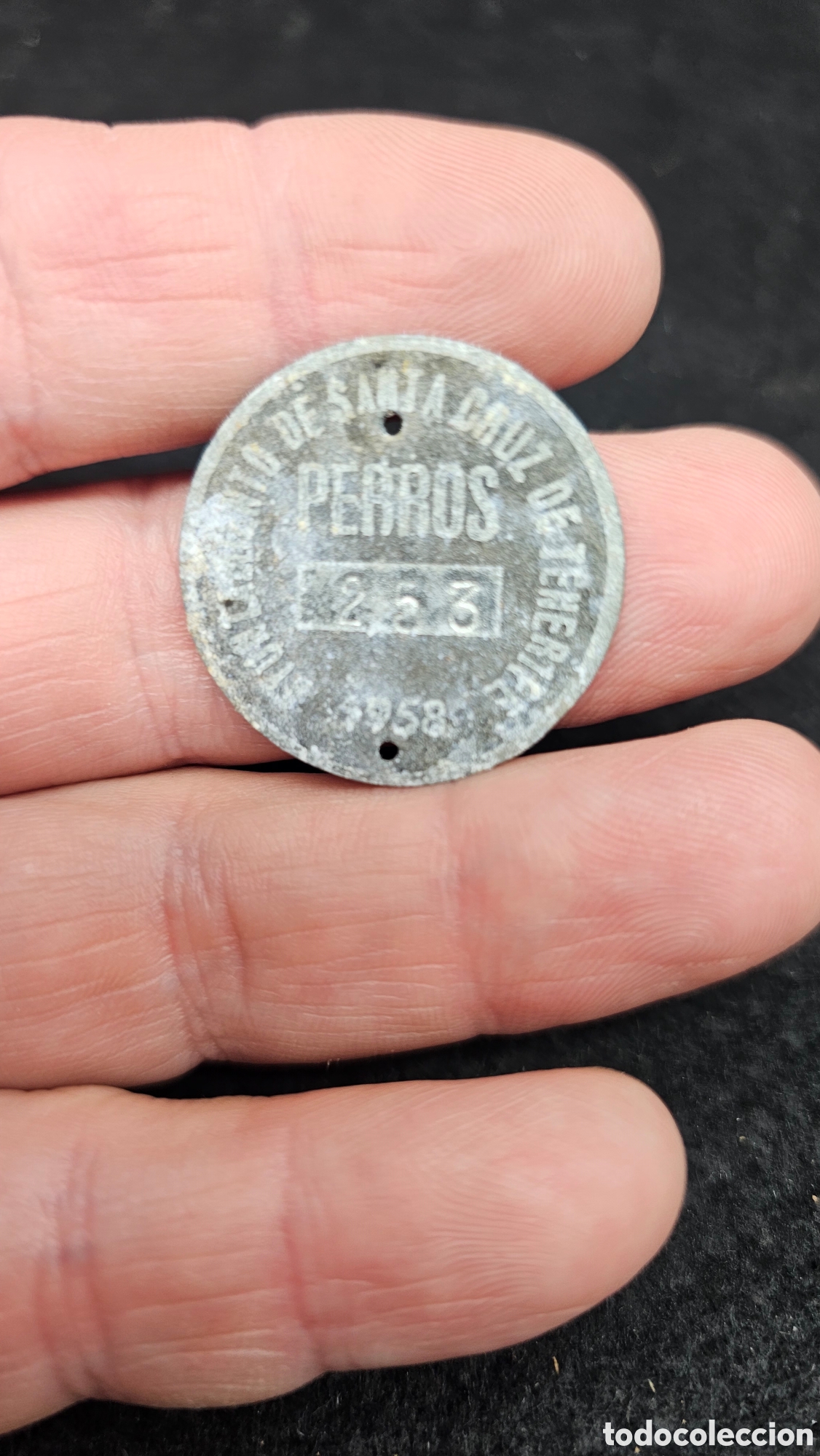 Antig&uuml;edades: Antigua placa de perros 1958 S /C de Tenerife
