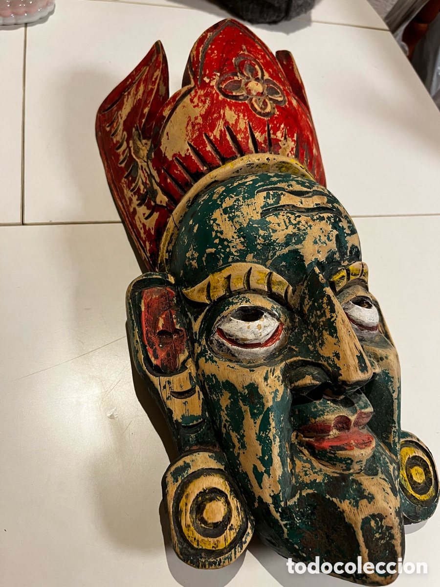Antig&uuml;edades: M&aacute;scara de madera tradicional de Nepal - Foto 4