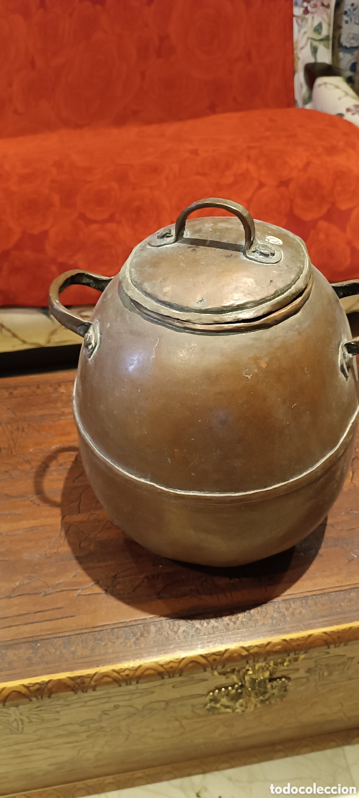 Antig&uuml;edades: Puchero antiguo cobre - Foto 3