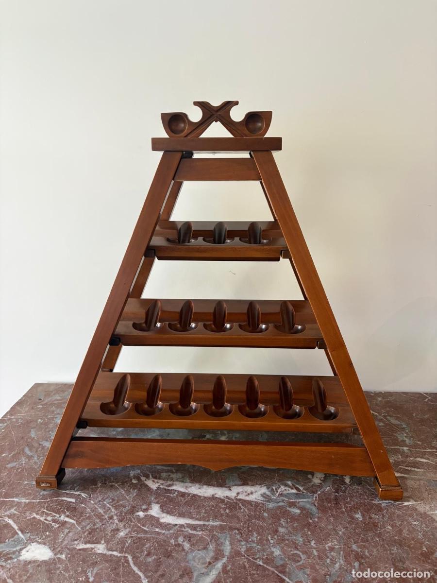 Antig&uuml;edades: Porta Pipas Caldelli, Italia - en madera de nogal - hecho a mano