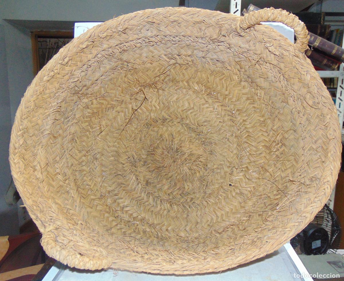 Antig&uuml;edades: ANTIGUA ESPUERTA DE ESPARTO MANCHEGA, IDEAL PEQUE&Ntilde;O LE&Ntilde;ERO, DIAMETRO 48CM, ALTURA 20CM