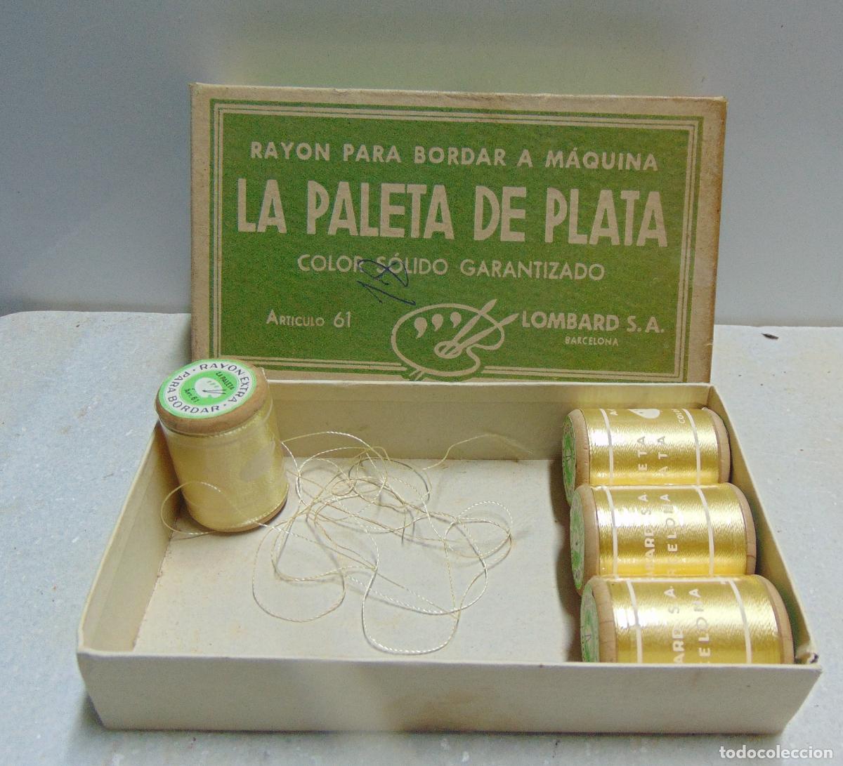 Antig&uuml;edades: ANTIGUO LOTE DE HILO DE BORDAR, LA PALETA DE PLATA DE COLOR AMARILLO, MUY BUEN ESTADO