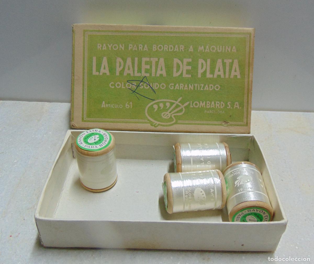 Antig&uuml;edades: ANTIGUO LOTE DE HILO DE BORDAR, LA PALETA DE PLATA DE COLOR BLANCO, MUY BUEN ESTADO