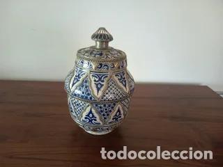 Antig&uuml;edades: Tibor Cer&aacute;mica Marroqu&iacute; Azul y Plateado