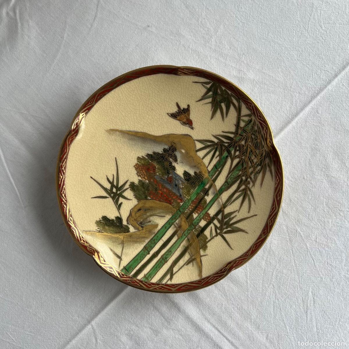 Antig&uuml;edades: Elegante Plato Hondo / Cuenco Decorativo de Cer&aacute;mica Japonesa Satsuma &ndash; con sello
