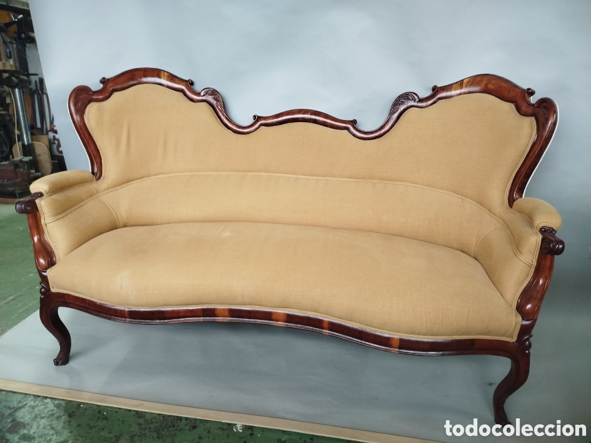 Antig&uuml;edades: SOF&Aacute; ISABELINO DE MADERA DE CAOBA. S.XIX. - Foto 2
