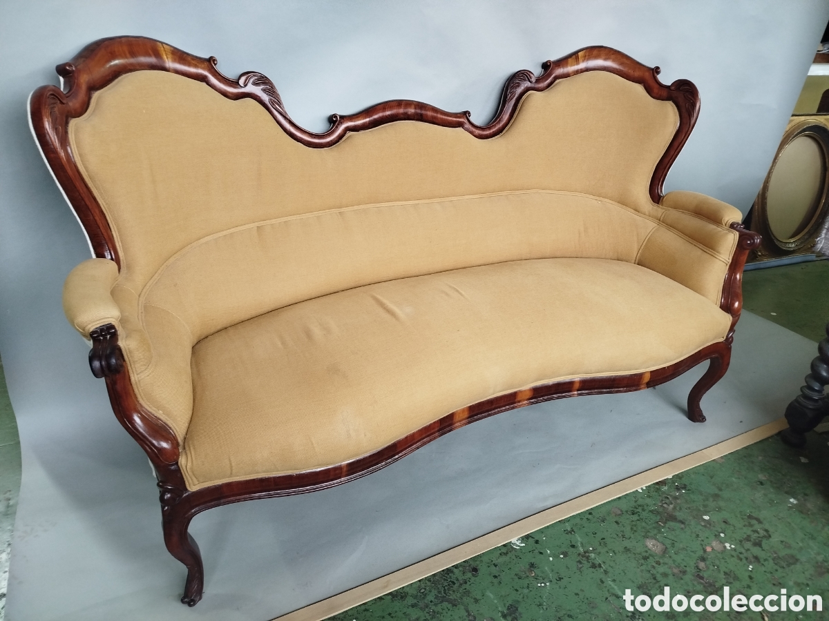 Antig&uuml;edades: SOF&Aacute; ISABELINO DE MADERA DE CAOBA. S.XIX. - Foto 3