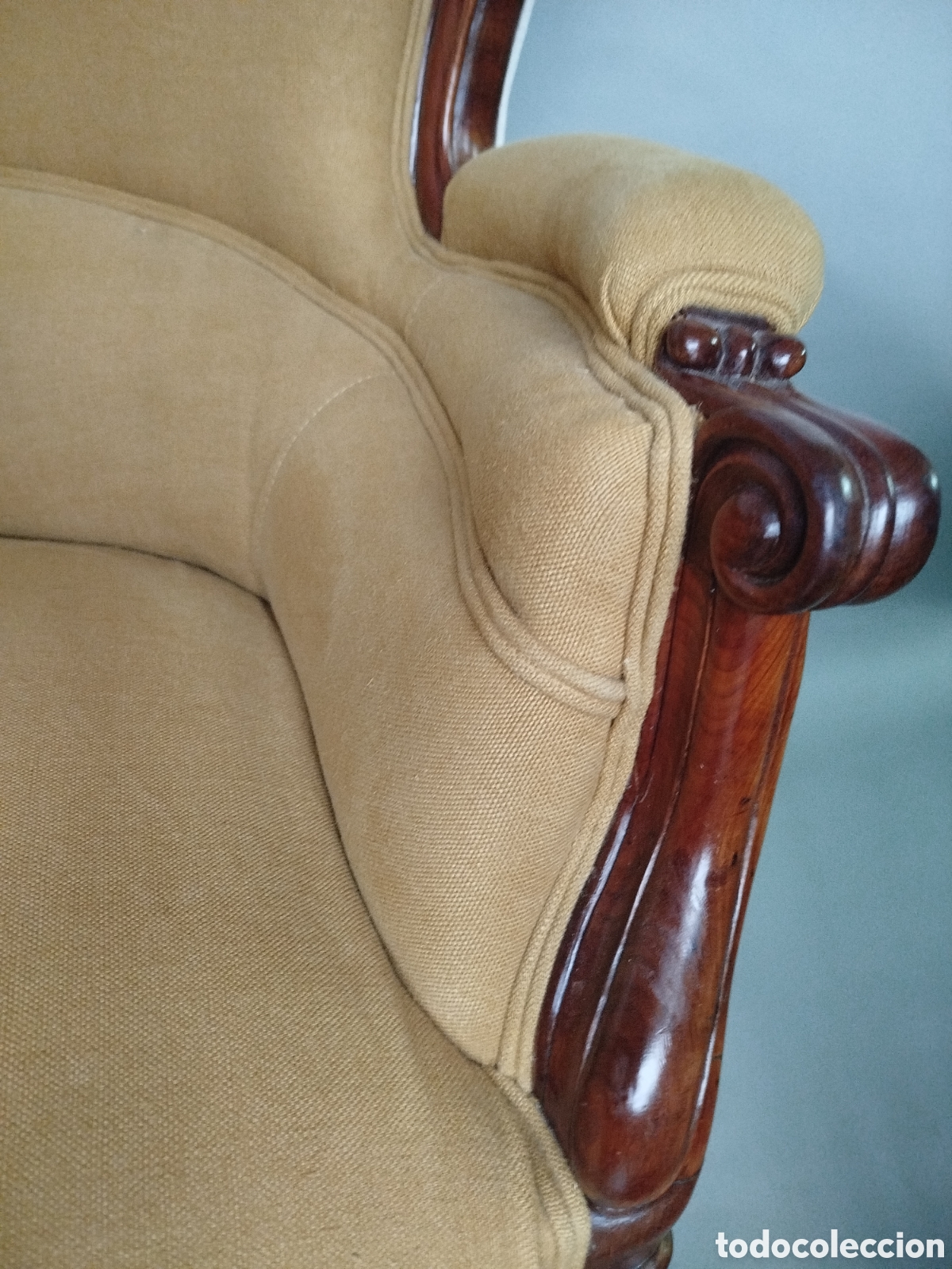 Antig&uuml;edades: SOF&Aacute; ISABELINO DE MADERA DE CAOBA. S.XIX. - Foto 5