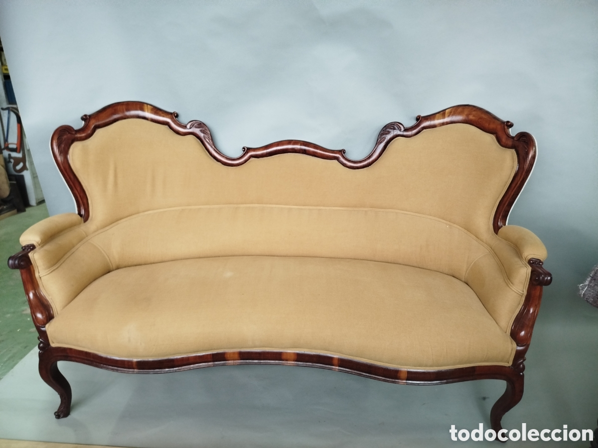 Antig&uuml;edades: SOF&Aacute; ISABELINO DE MADERA DE CAOBA. S.XIX. - Foto 1